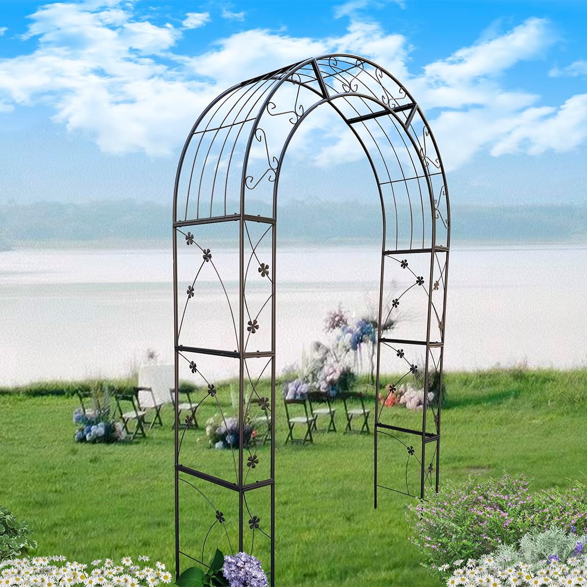 Metal Garden Arch, Garden Arch Trellis for Climbing Plants Outdoor, Garden Arbor for Weddings Party
