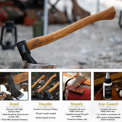 1844 Helko Werk Germany Axe Collection - 3 Traditional Splitting Axes Set - Saxon, Spaltaxt, Mini