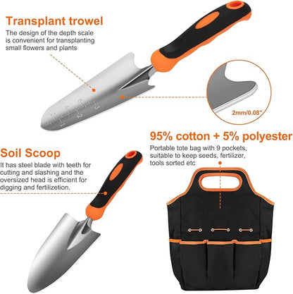 Gardening Tool Set, CHRYZTAL Stainless Steel Heavy Duty Gardening Tool Set, with Non-Slip Rubber