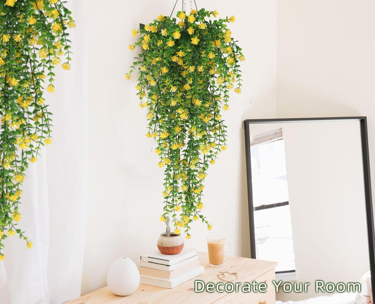 RECUTMS Outdoor Fake Hanging Plants,Hanging Plant Vine,Faux Eucalyptus Leafs Greenery Vine Plant