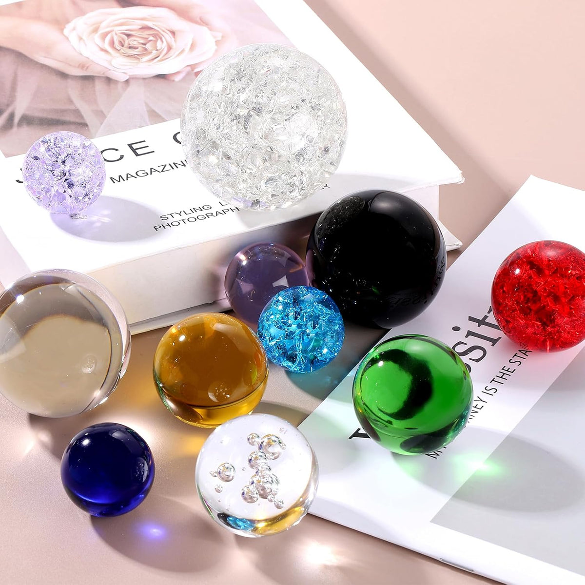 uxcell 30mm/1.2" Crystal Sphere Ball Ice Cracked Glass Solid Decorative Sphere Crystal Ball Prop