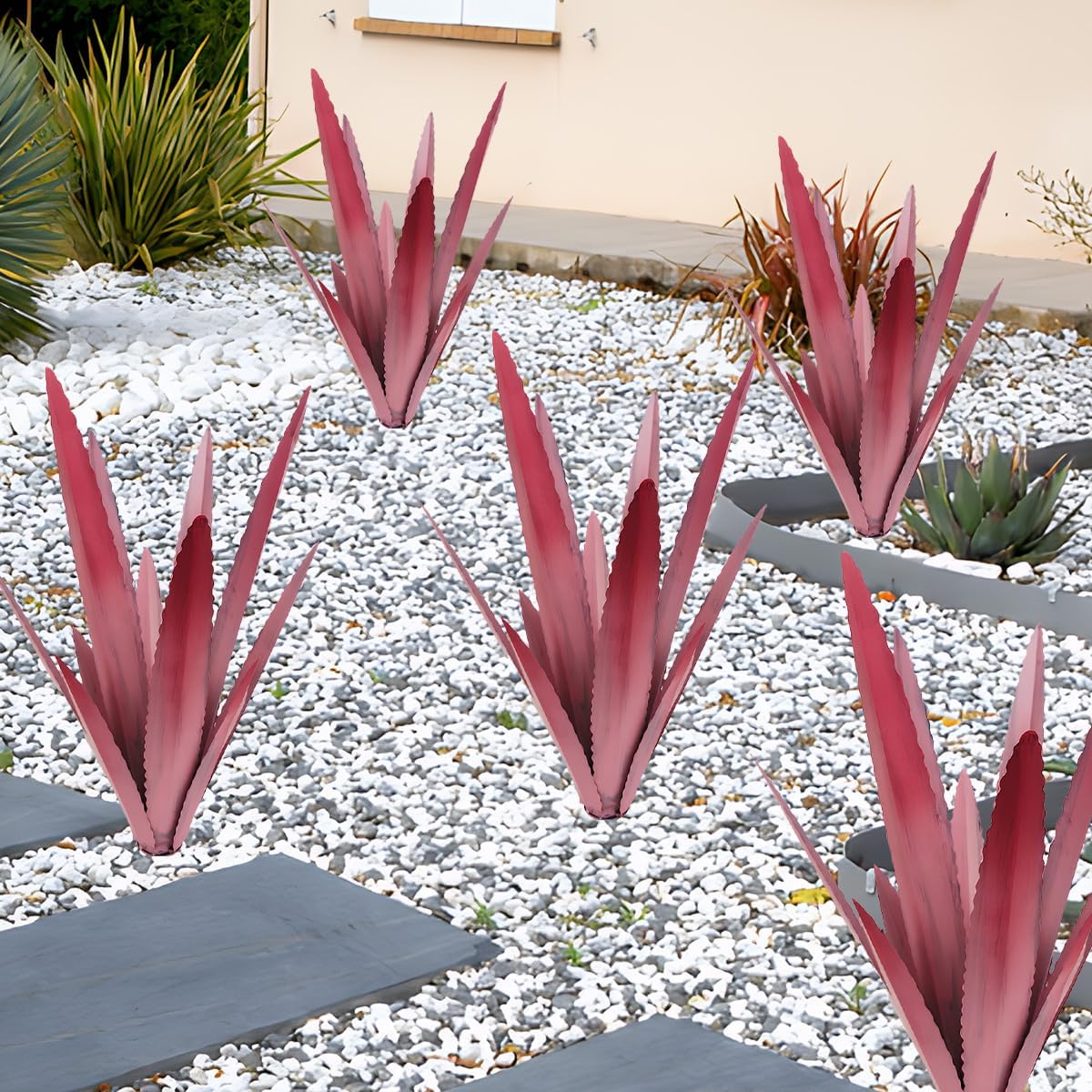 EROCK 2 Pcs Tequila Rustic Sculpture, Wind Resistant Metal Agave Plant Outdoor Home Decor, DIY