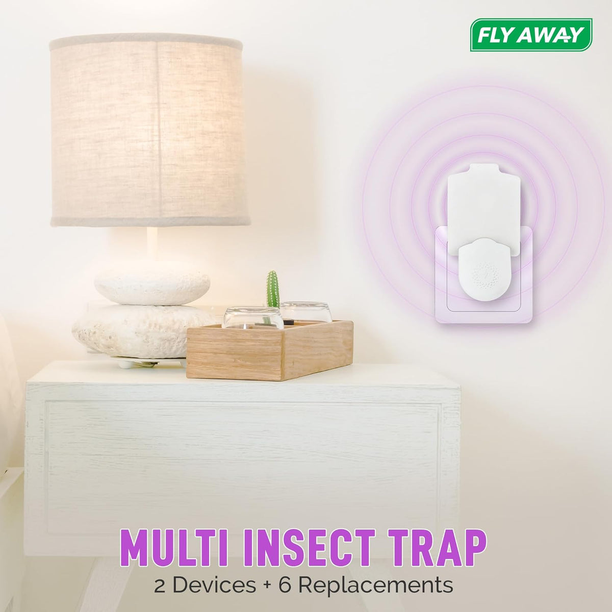 Value 2 Pack UV Light Insect Trap with 6 Sticky Refills – Indoor Plug-in Bug Zapper for Fruit