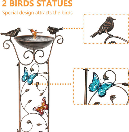 LEWIS&WAYNE Garden Trellis Bird Bath Outdoor, 40 Inch Antique Iron Garden Plant Trellis Decorative