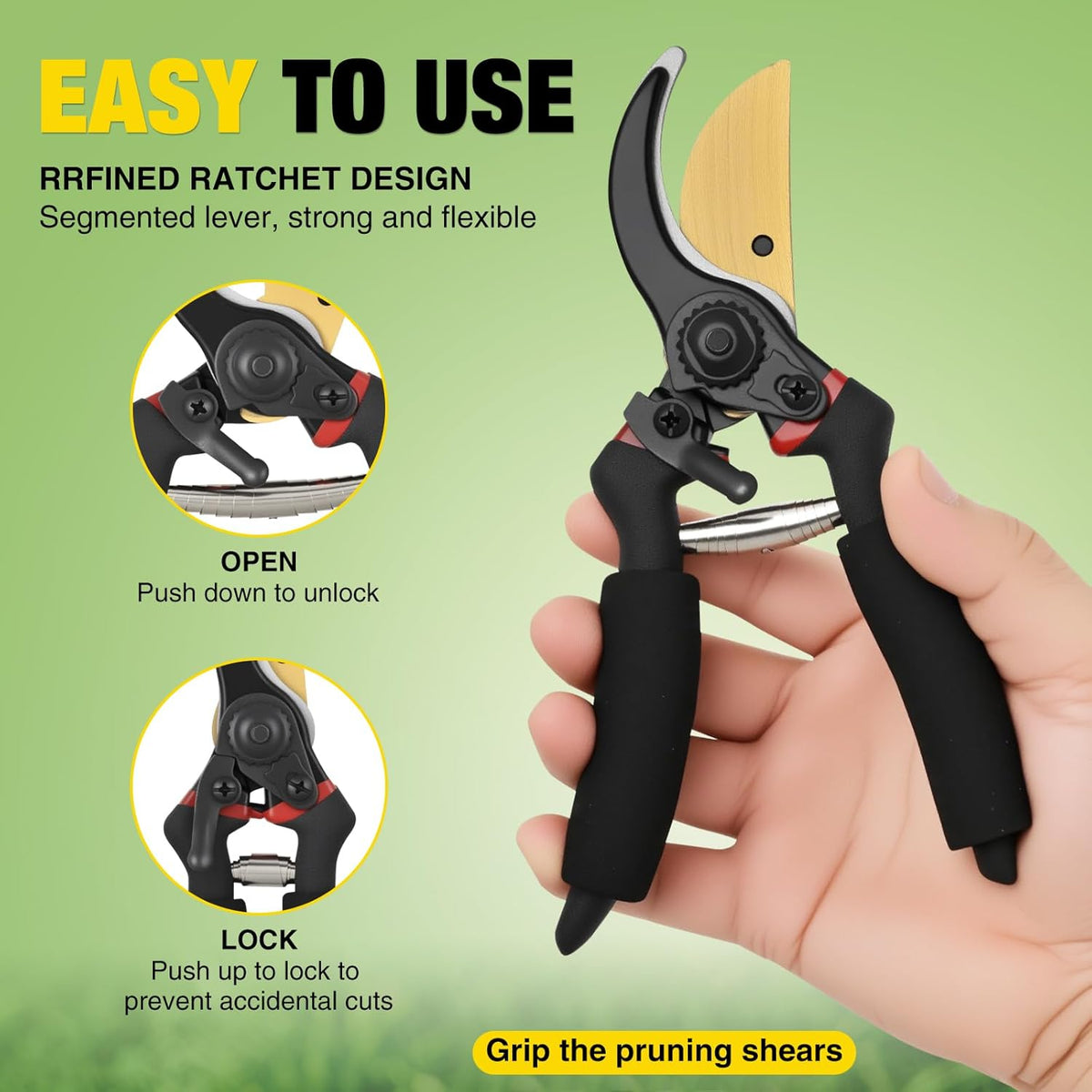 Yesker Pruning Shears for Gardening 8" Professional Bypass Garden Scissors Yard Clippers with Sharp