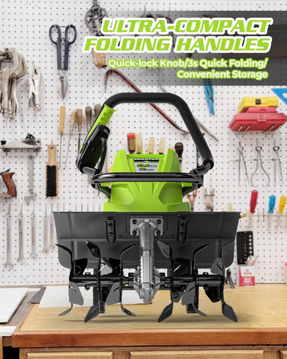 18-Inch 13.5 Amp Tiller/Cultivator with 6 Steel Tines, 3-Adjustable Wheels, Foldable Handle, 8''