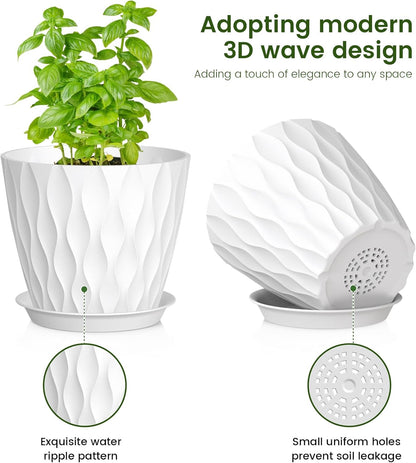 7/6.5/6/5.5/5/4.5/4 inch Plant Pots for Indoor Outdoor Plants, 7 Pack Thick Flower Pots with
