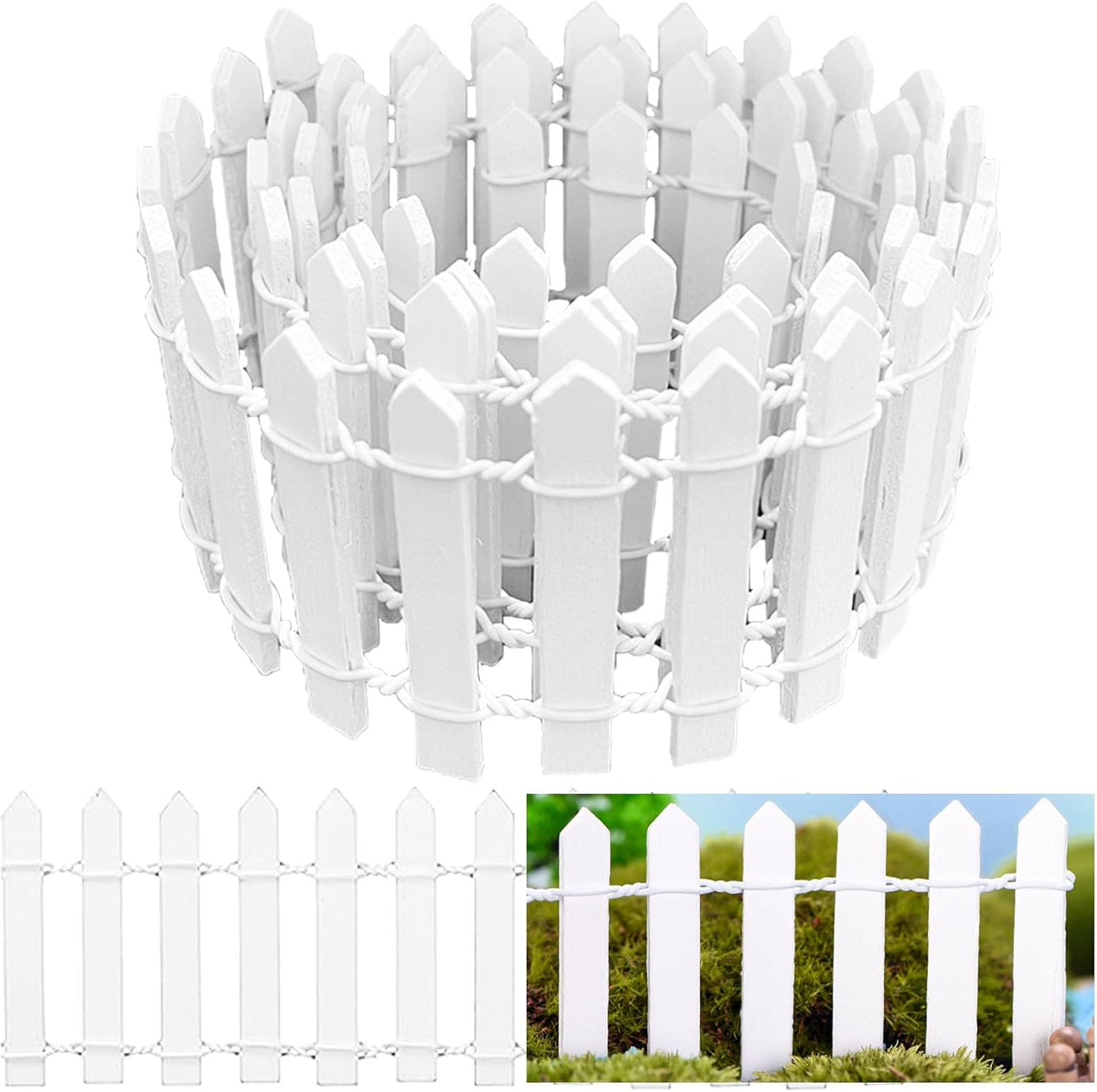 Miniature Fairy Garden Fence 35 Inches,Fairy Garden Accessories Outdoor Wood Picket Fence,DIY