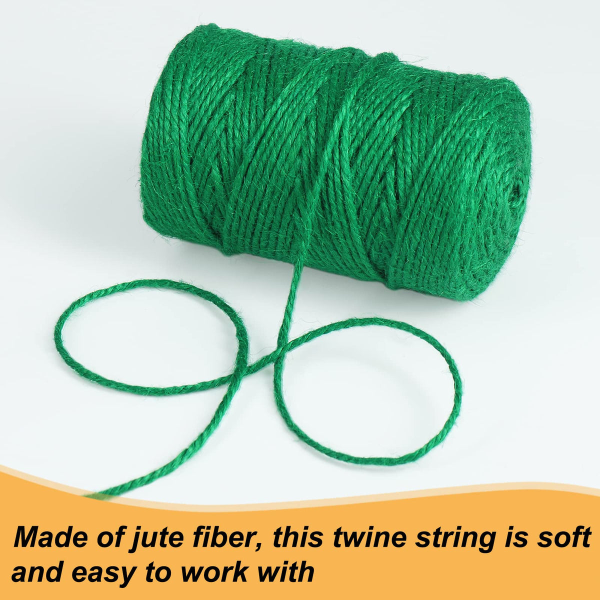 Tenn Well 328ft 3mm Jute Garden Twine Green Heavy Duty for Plants
