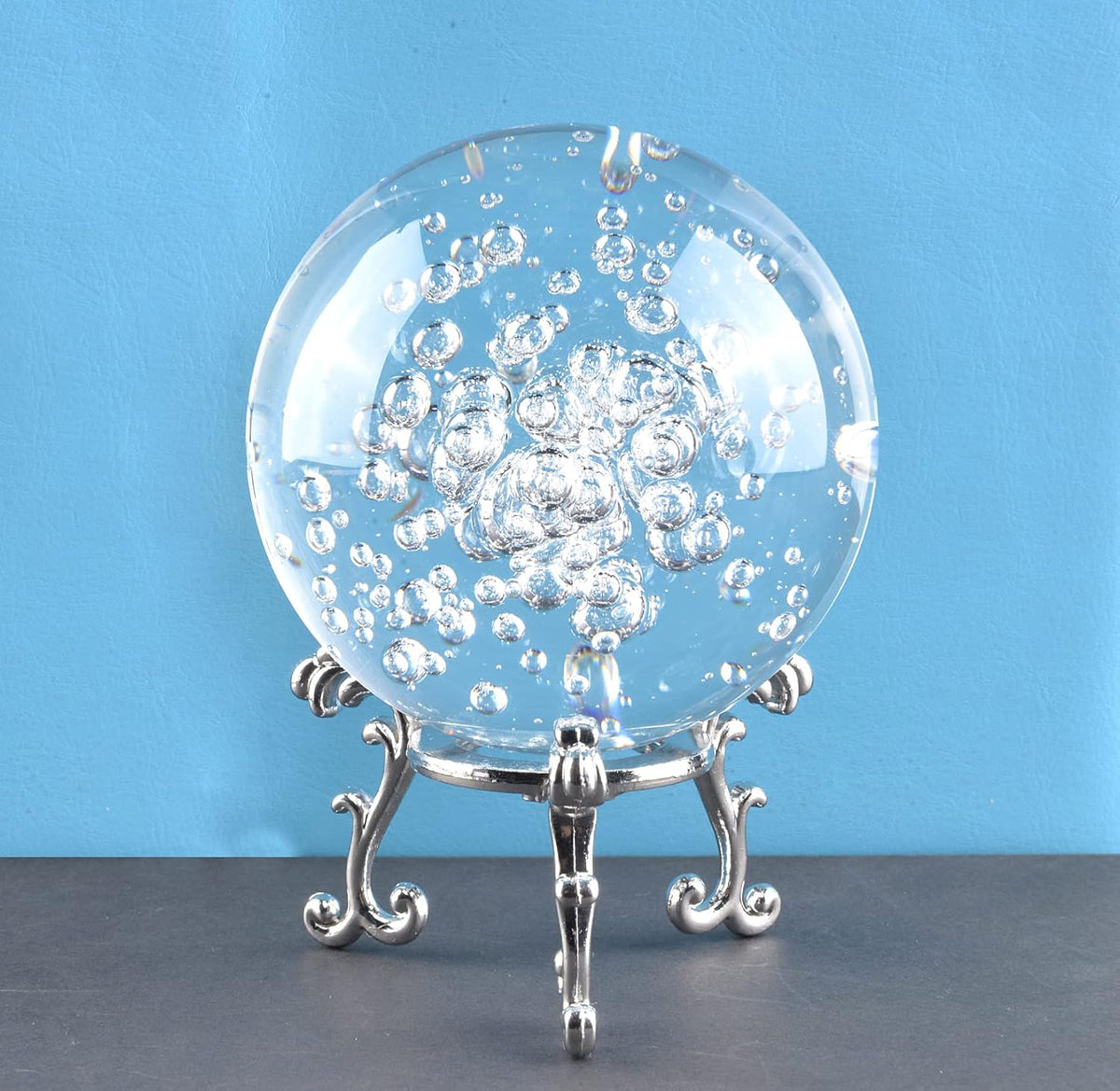 ChezMax Crystal 3 inch (80mm) Bubble Crystal Ball Paperweight Gorgeous Glass Ball for Decorative