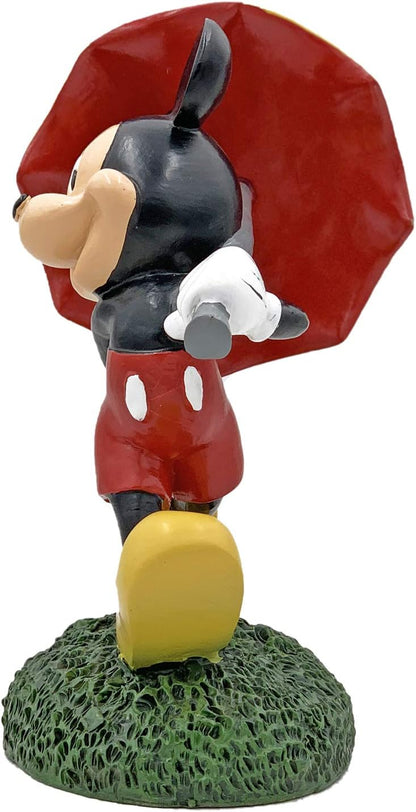 Disney Mickey Mouse Umbrella Everyday Outdoor Garden Statue, 8 inches Tall, Officially Licensed