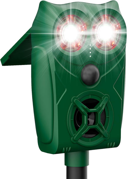 Solar-Powered Ultrasonic Animal Repellent with Motion Sensor, Waterproof Deer Repellent Device with