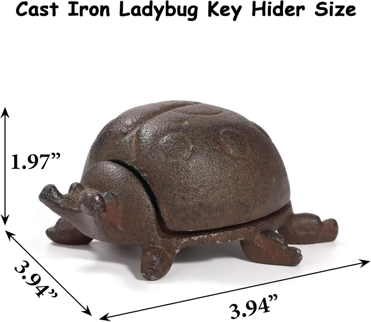 Hide a Key Ladybug Statue, Cast Iron Key Hiders Outside, Decorative Outdoor Spare Keys Holder