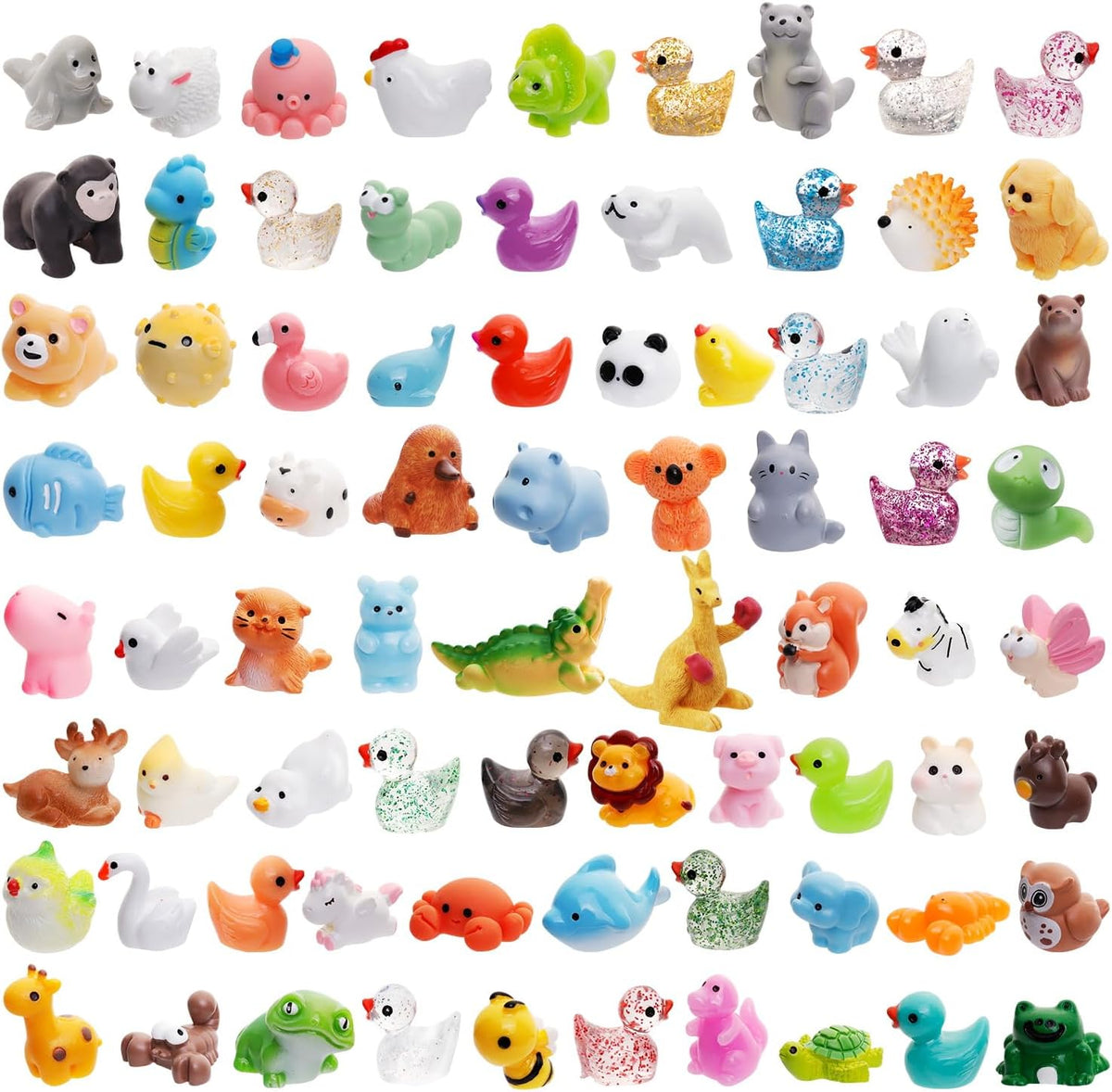 80 Pcs Mini Resin Animals 80 Styles Resin Animals Figurines Bulk for Fairy Garden Miniature