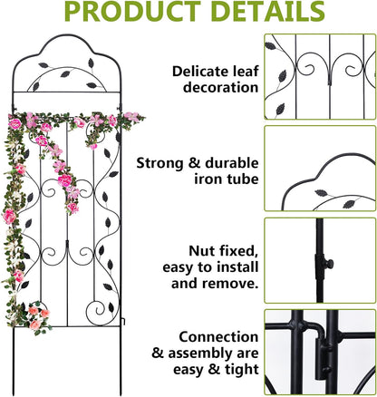 hogardeck Metal 60 * 18in Garden Trellis 2-Packs for Climbing Plants Flowers Vegetables Planting