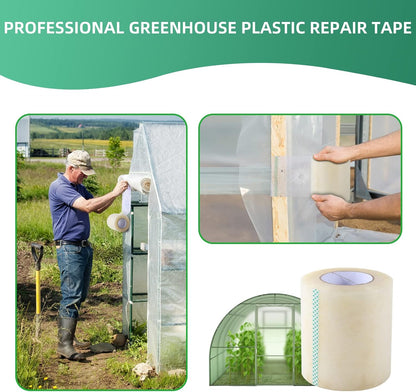 Greenhouse Repair Tape, 6.3 mil Thickness Greenhouse Plastic Tape, Clear UV Resistant Greenhouse