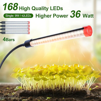 4-Head Tripod Stand Grow Lights for Tall House Plants, Seed Starting, Bonsai Tree with Timer, 36W