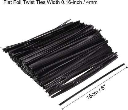 MECCANIXITY Foil Twist Ties 6" 15cm Metallic Plastic Closure Tie for Tying Bread, Candy, Cookies