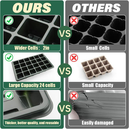Seed Starter Tray with Dome-5 Sets 24XL Cell Seedling Trays(Total 120 Cells), Plant Germination