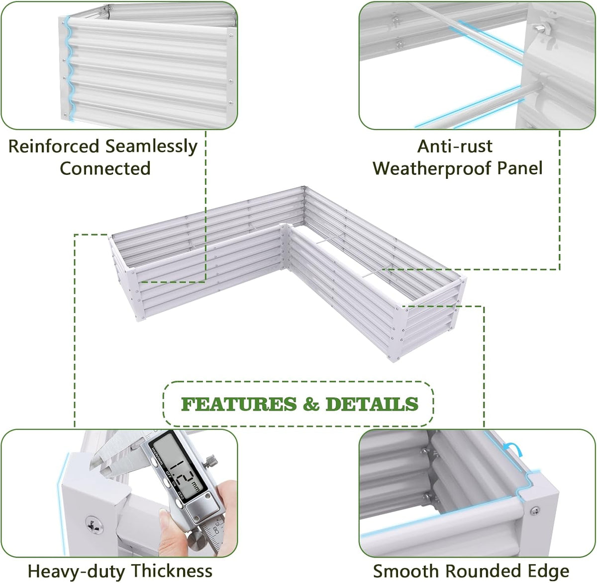 A ANLEOLIFE 8-Pack 8X4X1.5ft & 74x74x18 in Deep Root Galvanized Raised Garden Beds Outdoor for