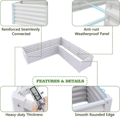 A ANLEOLIFE 8-Pack 8X4X1.5ft & 74x74x18 in Deep Root Galvanized Raised Garden Beds Outdoor for