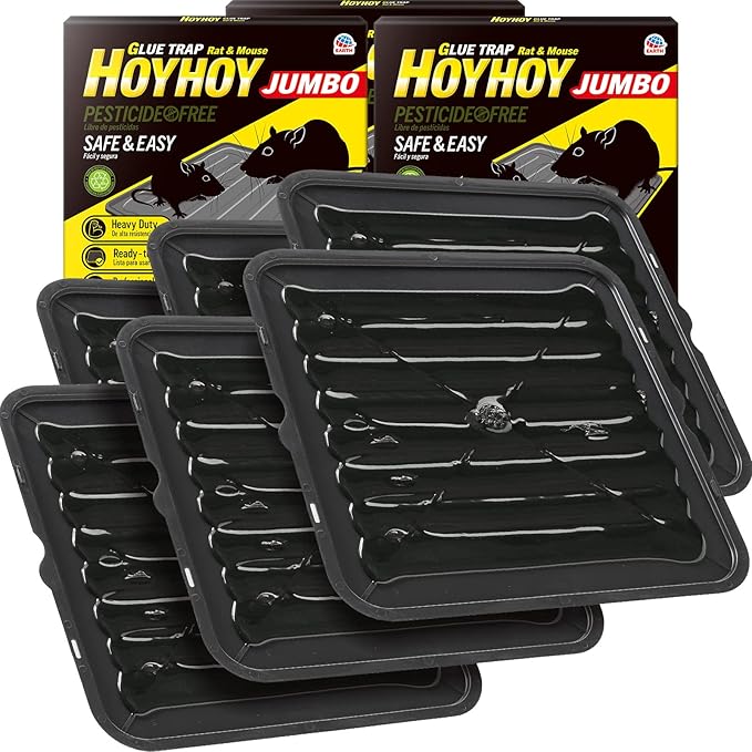 HOY HOY Rat & Mouse Jumbo Size Glue Trap 6 Traps [3-Pack] - Heavy-Duty Professional Strength