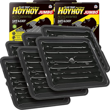 HOY HOY Rat & Mouse Jumbo Size Glue Trap 6 Traps [3-Pack] - Heavy-Duty Professional Strength