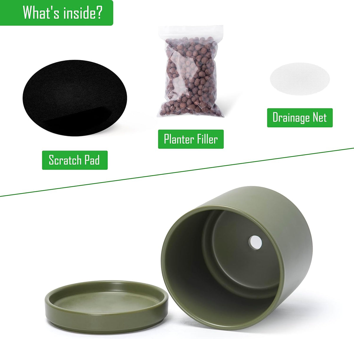 D'vine Dev Set of 2 Plants Pots, 6.5 Inch Ceramic Planter Pot for Plants with Drainage Hole and