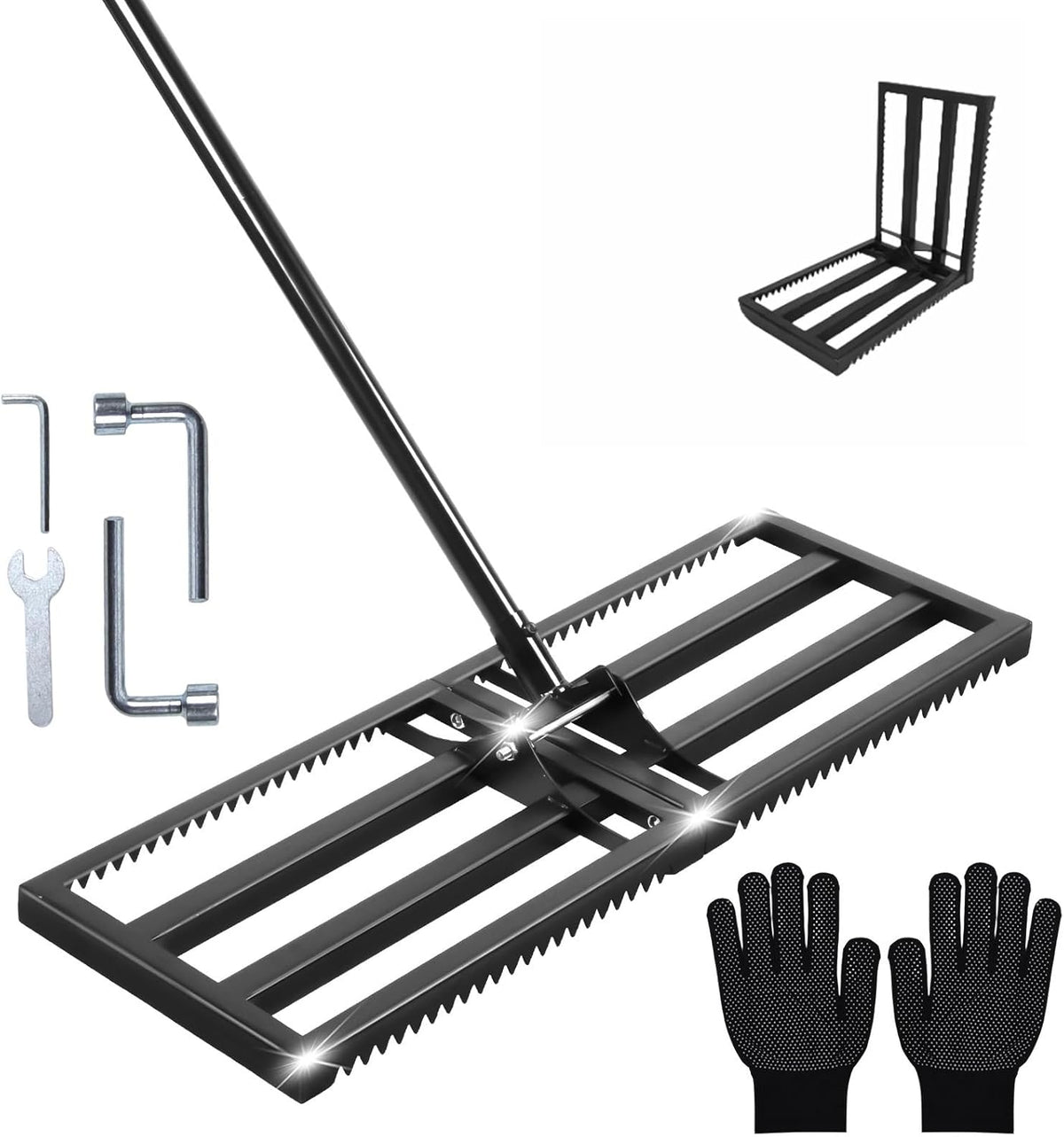 Lawn Leveling Rake with Teeth,Yard Ground Leveler 30”x10” Heavy Duty Leveler,Anti Flipping Smooth