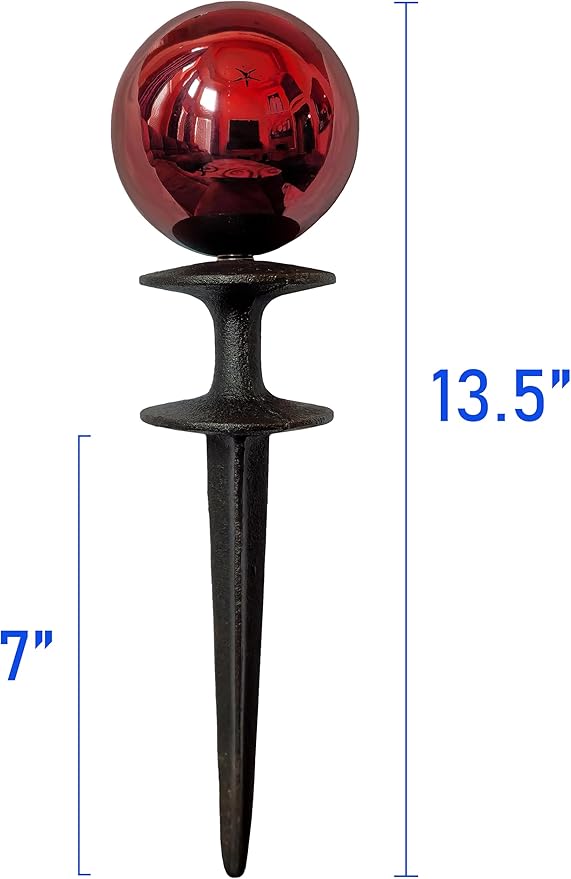 Lulu Decor, Garden Red Gazing Ball Hose Guide, Set of 2. Strong and Decorative Hose Guide that