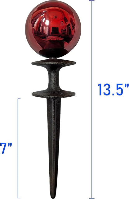 Lulu Decor, Garden Red Gazing Ball Hose Guide, Set of 2. Strong and Decorative Hose Guide that