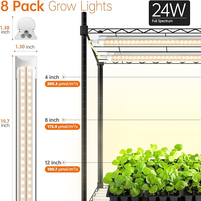 Bstrip DIY Plant Shelf with Grow Light, Grow Light Shelf with Adjustable Rack and Wheels, Plant