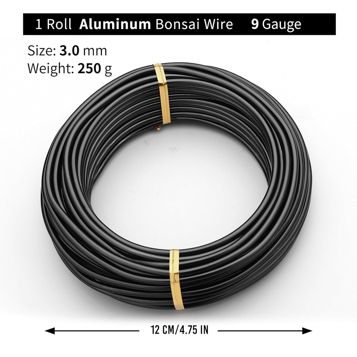 Black-3.0-Anodized Aluminum Bonsai Training Wire 250g Large Roll,Many Size to Choose,KSVZS Bendable