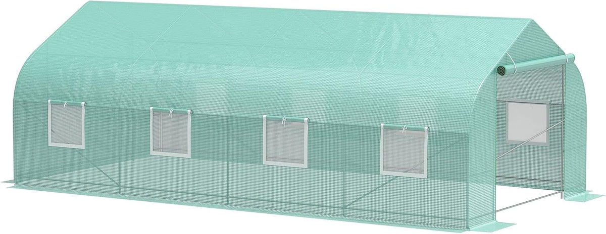 Outsunny 20' x 10' x 7' Outdoor Walk-in Greenhouse, Tunnel Green House with Roll-up Windows