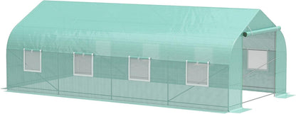 Outsunny 20' x 10' x 7' Outdoor Walk-in Greenhouse, Tunnel Green House with Roll-up Windows