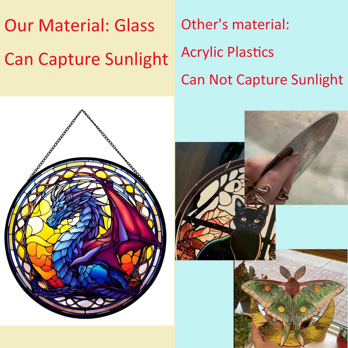 Celestial Dragon Suncatcher Stained Glass,Halloween Hanging Stained Glass for Windows,20cm/7.87inch
