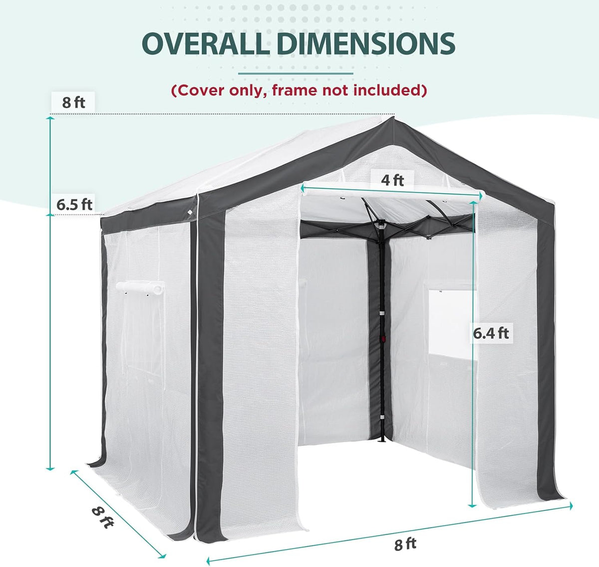 EAGLE PEAK Replacement Cover for 8x6 Portable Pop up Greenhouse with Polyester Reinforced Corners