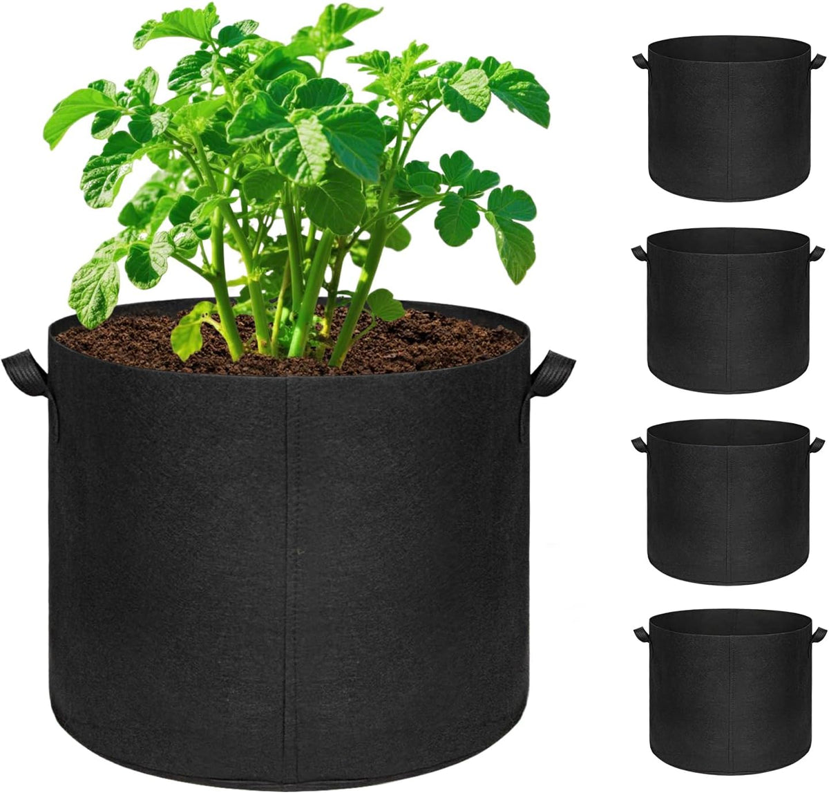 5-Pack 20 Gallon Grow Bags, Large Nonwoven Fabric Pots with Handles for Planting Fruits