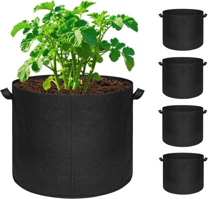5-Pack 20 Gallon Grow Bags, Large Nonwoven Fabric Pots with Handles for Planting Fruits