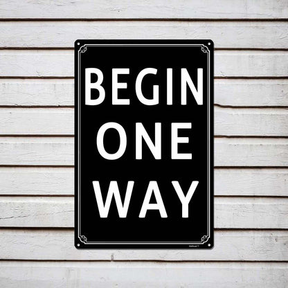 8x12" Begin One Way Parking Lot Sign - High-Intensity Grade Aluminum, Weatherproof &