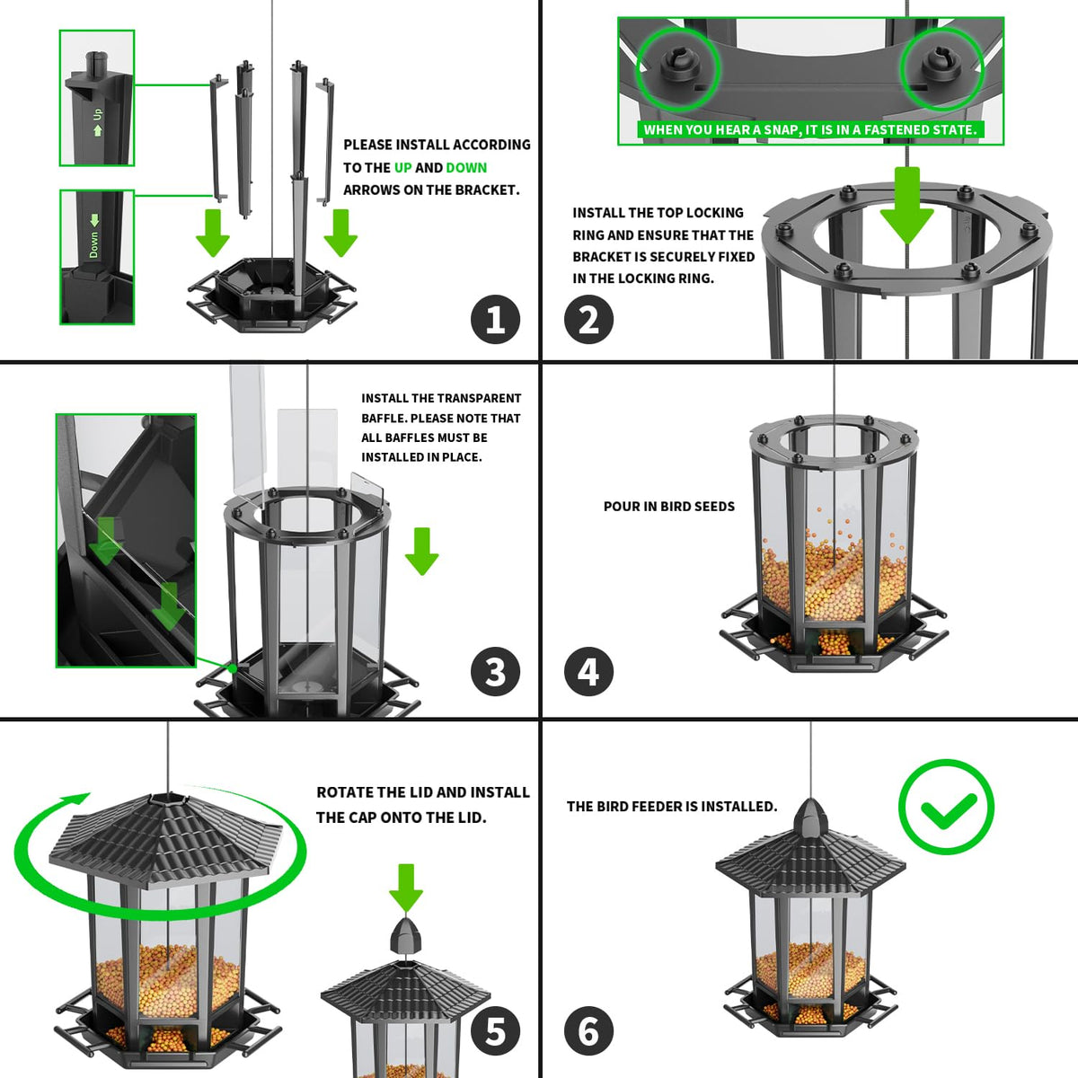 Birdream 2 Pack Bird Feeders for Outdoor Hanging, Retro Pagoda Design Fun Installation Bird Feeder