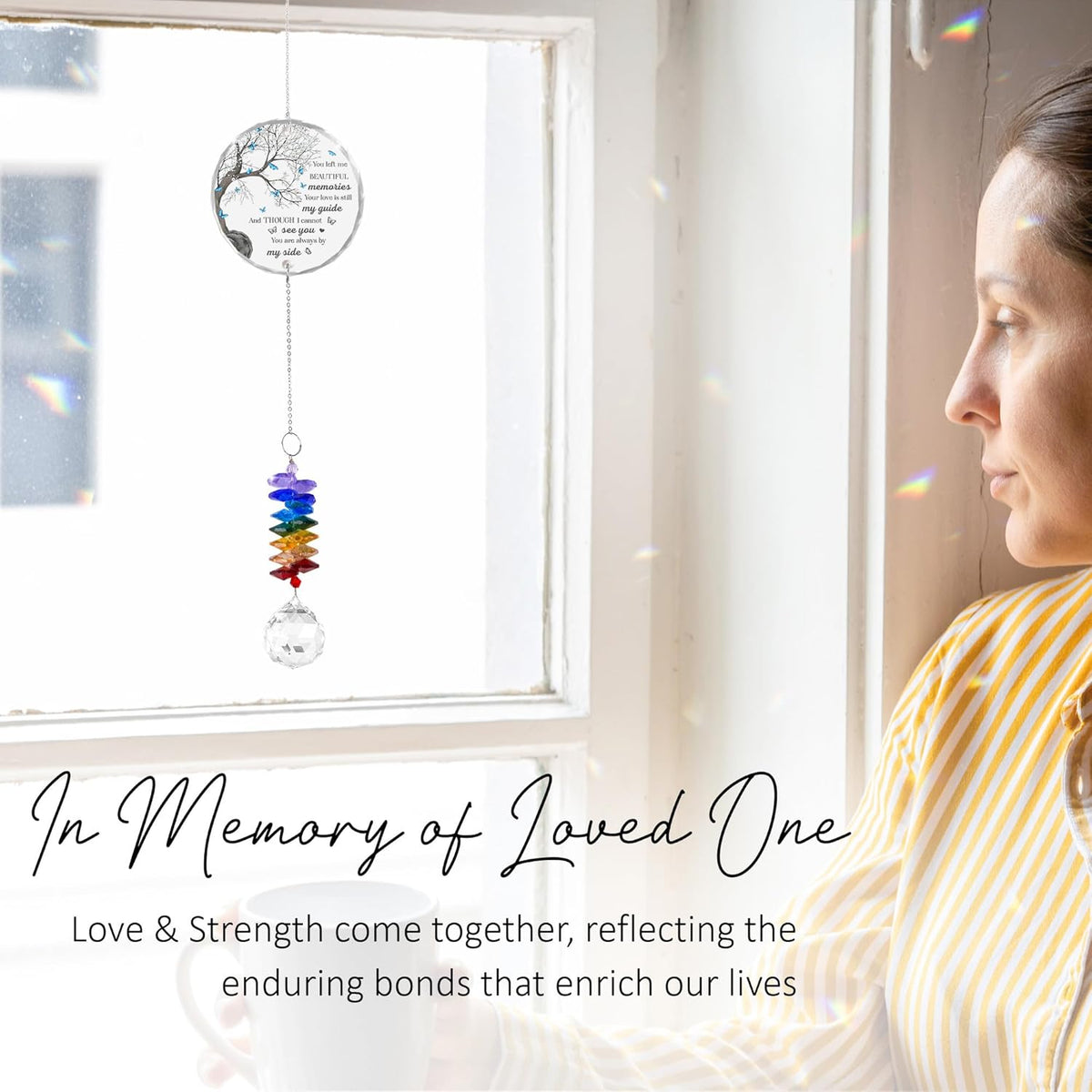 Memorial Suncatcher - Sympathy Gift for Loss of Loved One - Crystal Rainbow Maker - Bereavement