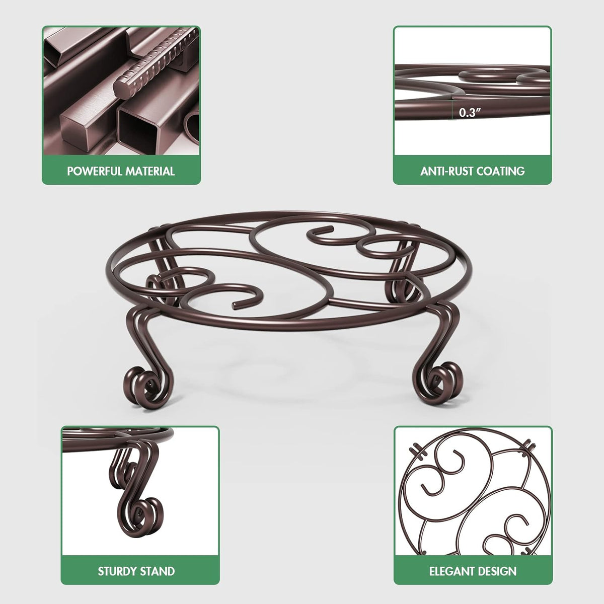 Yimobra 2 Pack Plant Stand for Flower Pot Heavy Duty Potted Holder Indoor Outdoor Metal Rustproof