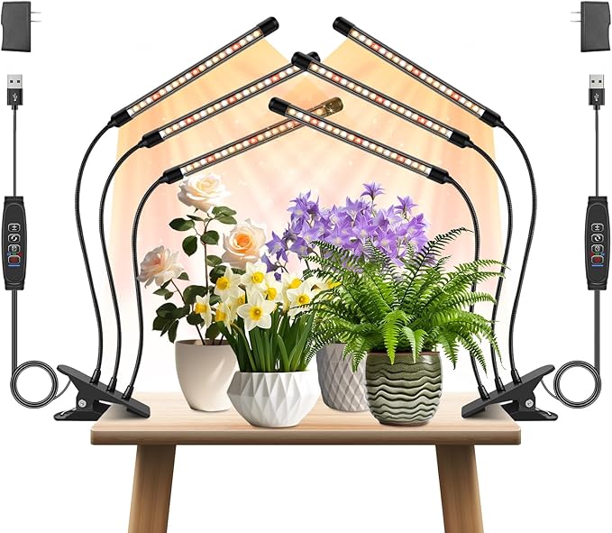 3 Heads Plant Lights for Indoor Growing, 2 Pack Grow Lights for Seed Starting, Full Spectrum Clip