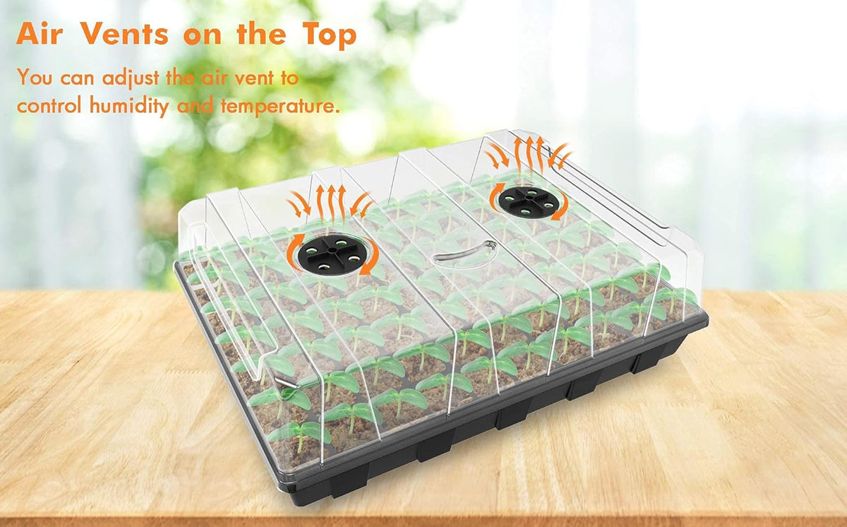 Gardzen Seed Starter Tray, 5 Pack Smiling Face Plant Germination Trays with Total 350-Cell, Seed