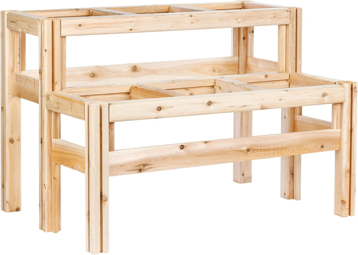 Greenes Fence Two-Tiers Six Bucket Elevated Cedar Wood Garden Frame, 43 in. x 30 in. x 30 in.