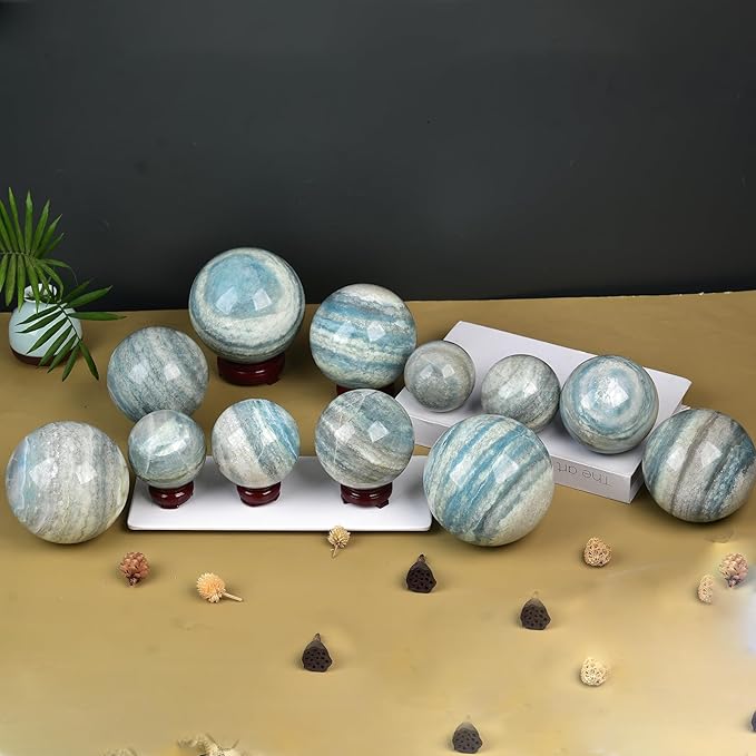 JIC Gem Natural Healing Crystal Sphere Ball Trolleite Crystal Decorative Ball Chakra Meditation