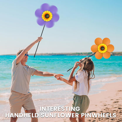 6PCS Sunflower Wind Spinners with Stakes 14" W x 29" H Wind Spinners Lawn Pinwheel Rainbow Windmill