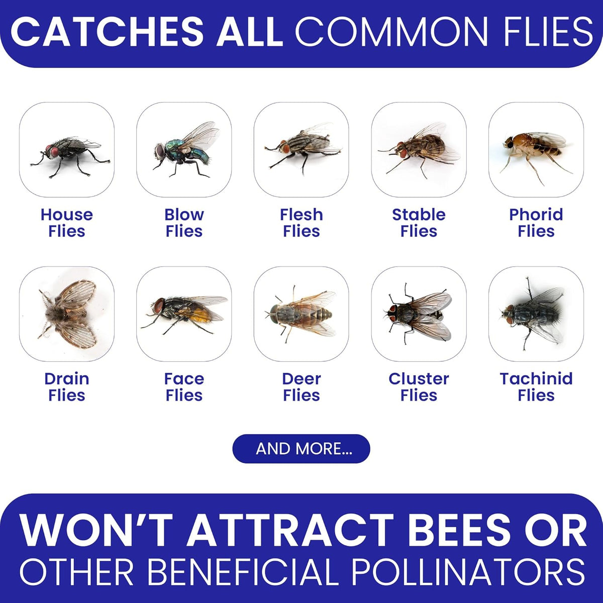 Fly Traps Outdoor Fly Trap for Patio. 4 Large Non-Toxic Pre-Baited Flies Bags Outdoor Disposable.
