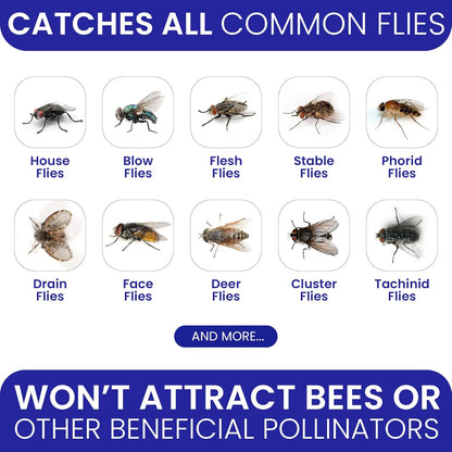 Fly Traps Outdoor Fly Trap for Patio. 4 Large Non-Toxic Pre-Baited Flies Bags Outdoor Disposable.